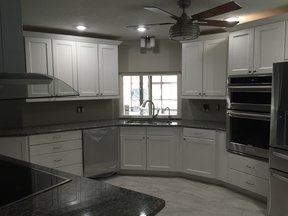 Kitchen design renovation. New cabinets and lights